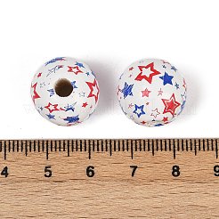 Тема Дня независимости деревянные европейские бусы&nbsp;WOOD-Z005-01B-02