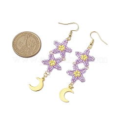 Orecchini pendenti da donna con perline di semi di vetro a forma di stella&nbsp;EJEW-MZ00206-05
