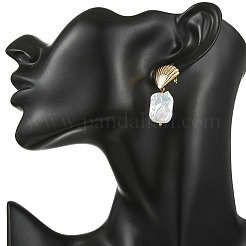 Ohrstecker aus Edelstahl 304 und natürlicher Barockperle (Keshi-Perle)&nbsp;EJEW-JE07106-02
