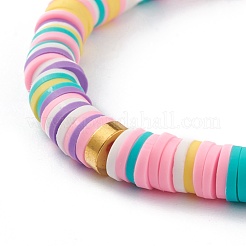 Bracelets élastiques faits à la main de perles heishi en pâte polymère&nbsp;BJEW-JB05759-05