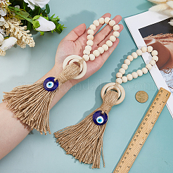 Деревянные бусины дверная ручка подвеска украшения&nbsp;AJEW-WH0270-923B