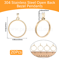 20 pendentif à lunette arrière ouverte en acier inoxydable 304&nbsp;PALLOY-BBC00009