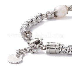 Bracciale rotondo con pietre dure miste e perle naturali per donna ragazza&nbsp;BJEW-F418-07