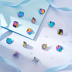 Orecchini a bottone in acciaio inossidabile 304 color arcobaleno con foro&nbsp;STAS-UN0036-11