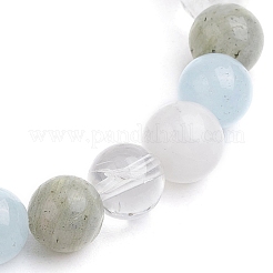 Круглые натуральные смешанные драгоценные камни бисерные эластичные браслеты для женщин и мужчин&nbsp;BJEW-JB11555