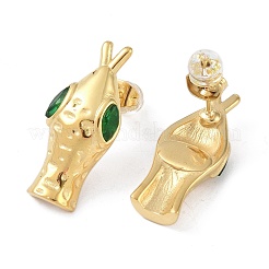 Серьги-гвоздики в форме змеиной головы из нержавеющей стали 304 с паве из кубического циркония для женщин&nbsp;EJEW-G390-01G-02