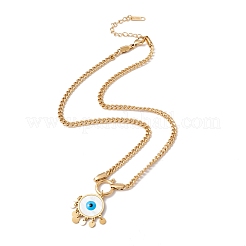 Collar con colgante de concha plana y redonda con baño de iones (IP) y cadena de eslabones de acero inoxidable 304 para mujer.&nbsp;NJEW-P262-02G