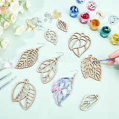 Kits de fabrication de boucles d'oreilles à thème feuille 10 paire&nbsp;DIY-SC0014-82