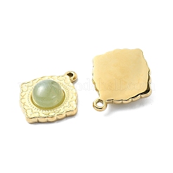 Подвески в виде ромбов из натурального зеленого авантюрина&nbsp;STAS-L022-339G-02