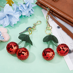 Colgante de cereza con bola de discoteca y espejo para mascotas de vidrio&nbsp;HJEW-FH00111
