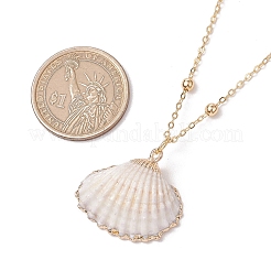 4 pz 4 stili collane con ciondolo in conchiglia naturale placcata&nbsp;NJEW-JN05180-01