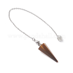 Подвеска-конус из натурального тигрового глаза&nbsp;HJEW-JM03967