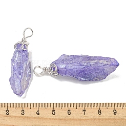 Colgantes grandes de cristal de cuarzo natural en bruto galvanizado&nbsp;G-A229-02P-06