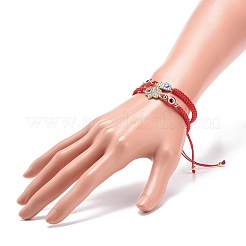 Cordon de fil de nylon réglable ensemble de bracelets de perles tressées doubles&nbsp;BJEW-JB08741