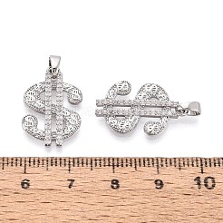 Латунные микропаве прозрачные подвески с фианитом&nbsp;KK-T075-83P