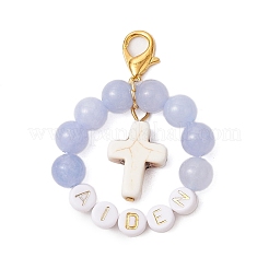 3 шт. акриловые буквы и бусины из натурального кварца и белого нефрита и розового кварца&nbsp;HJEW-JM03014