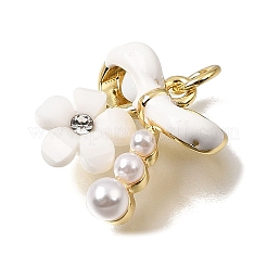 Pendentifs en laiton avec émail blanc&nbsp;KK-CBAA632-04G