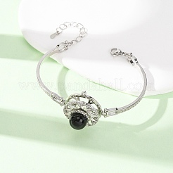 Bracelets à maillons en obsidienne naturelle avec soleil tournant&nbsp;GG-CBA0251-11P-10