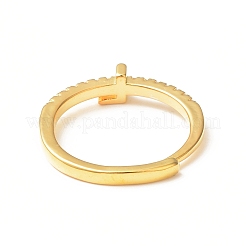 Прозрачное регулируемое кольцо с буквой из прозрачного циркония&nbsp;RJEW-C052-01G-L