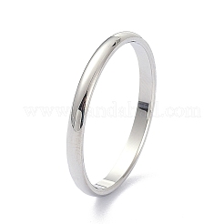 Bague en forme de dôme uni polie anti-ternissement de 2 mm pour fille et femme&nbsp;RJEW-C012-05F-P