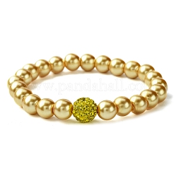 Braccialetti elasticizzati con perline rotonde e finte perle di vetro e strass&nbsp;BJEW-JB09692