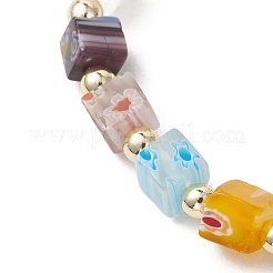 Pulseras hechas a mano con cuentas de vidrio millefiori y hematita sintética no magnética&nbsp;BJEW-JB13569