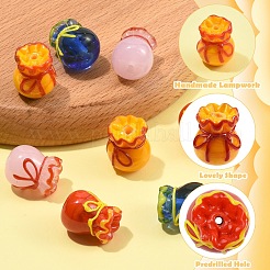 8шт 4 цвета имитация нефрита стеклянные бусины&nbsp;GLAA-YW0005-60