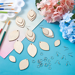 Наборы для самостоятельного изготовления незаконченных деревянных сережек-подвесок&nbsp;DIY-YS0001-16