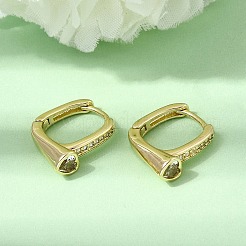 Pendientes de aro de circonita cúbica transparente con micro pavé de latón&nbsp;EJEW-G473-08G