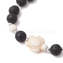 2 bracciale elastico in perline di turchese sintetico e pietra lavica naturale per uomo e donna&nbsp;BJEW-JB11824