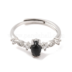 Pferdeauge natürlicher schwarzer Onyx verstellbare Ringe&nbsp;RJEW-Q817-02P-09