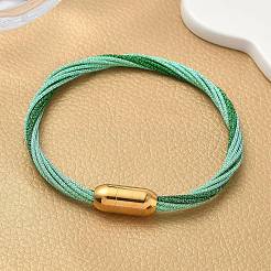 Bracelets en acier inoxydable 304 avec cordon métallique en polyester pour femmes&nbsp;BJEW-Z145-01G