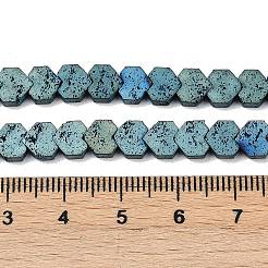 Fili di perle di roccia lavica naturale elettrodeposta&nbsp;G-K388-04A-03