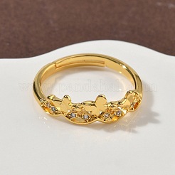 Латунные микро проложить пальцев кольца кубического циркония&nbsp;RJEW-H258-01G