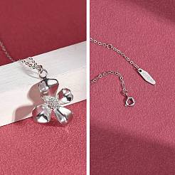 Anti-appannamento 925 collana pendente in argento sterling semplice collana di fiori elegante catena clavicola per le donne&nbsp;JN1084A