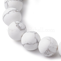 Braccialetti elasticizzati da donna rotondi con perline di avventurina verde naturale e howlite da 10.5 mm&nbsp;BJEW-JB10713