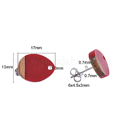 12 par de 6 colores de resina y fornitura de pendientes de madera de nogal&nbsp;MAK-CJ0001-08