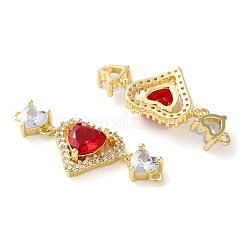 Подвеска-шарм в виде тройного сердца с покрытием из латуни и кубическим цирконием&nbsp;KK-C084-05G