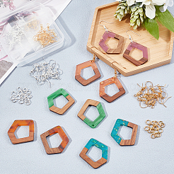 Наборы для самостоятельного изготовления деревянных сережек-подвесок из ореха&nbsp;DIY-OC0006-67