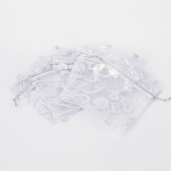 Сердце напечатаны органза сумки&nbsp;OP-R022-7x9-03