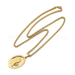 Мужские ожерелья из нержавеющей стали 201 с подвеской в виде Девы Марии и цепочкой из пшеницы&nbsp;NJEW-S387-09G-04