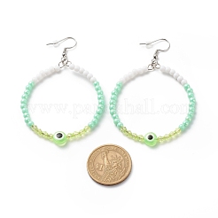 Серьги-подвески с большим кольцом из смолы и акриловыми бусинами&nbsp;EJEW-JE04999-04