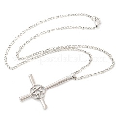 Christliche Halskette mit umgedrehtem Kreuz und Stern aus einer Legierung&nbsp;LS-NJEW-NH0001-03P