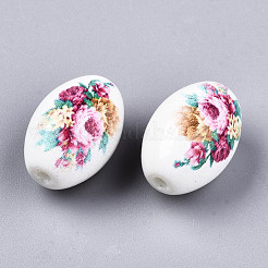 Perlas de vidrio opacas impresas y pintadas con spray&nbsp;GLAA-S047-07B-D03