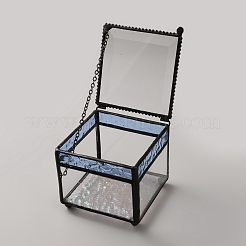Aufbewahrungsbox aus Glas mit Deckel und Kette&nbsp;AJEW-WH0817-042