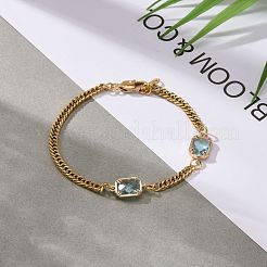 Rectangle avec bracelets à maillons de verre&nbsp;BJEW-JB06275-03
