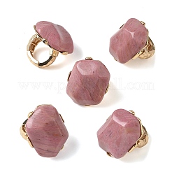 Fingerringe aus natürlichem Rhodochrosit und einer Legierung für Damen&nbsp;RJEW-G375-01G-04