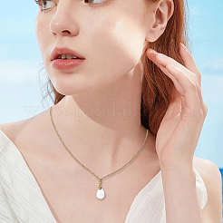 26 шт. 26 стиля подвески-слезинки из натуральной ракушки с золотистыми металлическими буквами&nbsp;SHEL-SC0001-93