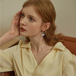 Ожерелья и серьги-подвески с вишнями из кубического циркония и эмалевого сплава SJEW-FI0001-22