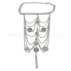 Богемный многослойный сплав цепи монета кисточка кольцо на палец ноги браслеты для женщин&nbsp;LS-AJEW-B107-01P